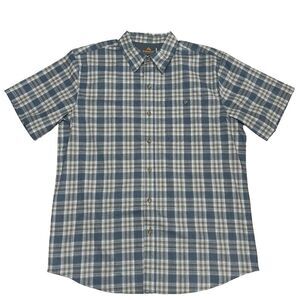 Ridge Cut Button Down Shirt Size Medium Short Sleeve Casual Blue ToughWear‎